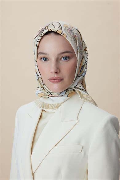 SERA TİVİL İPEK EŞARP 90*90 CM - PUDRA PEMBE