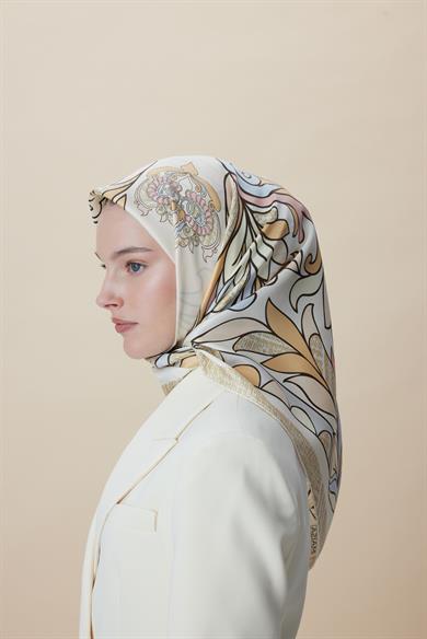SERA TİVİL İPEK EŞARP 90*90 CM - PUDRA PEMBE