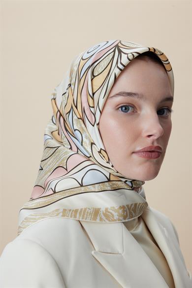 SERA TİVİL İPEK EŞARP 90*90 CM - PUDRA PEMBE