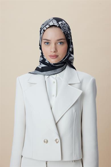 SERA TİVİL İPEK EŞARP 90*90 CM - SİYAH