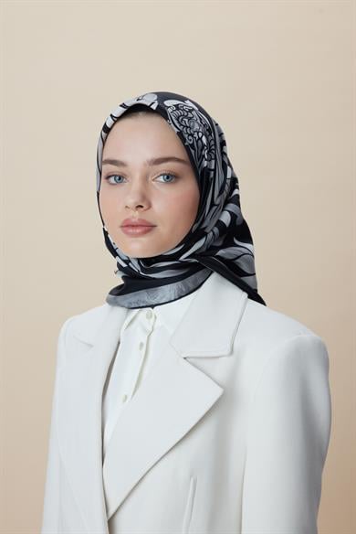 SERA TİVİL İPEK EŞARP 90*90 CM - SİYAH