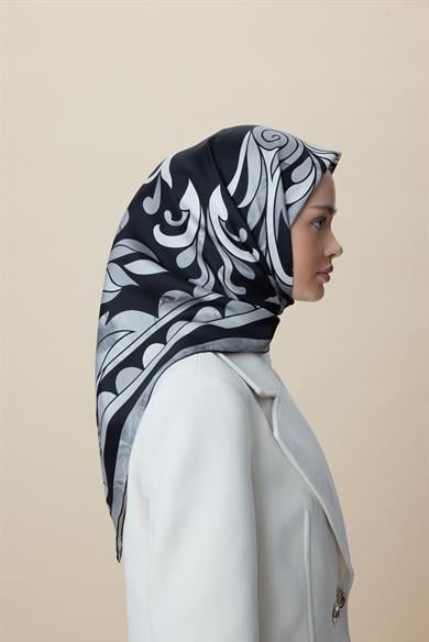 SERA TİVİL İPEK EŞARP 90*90 CM - SİYAH