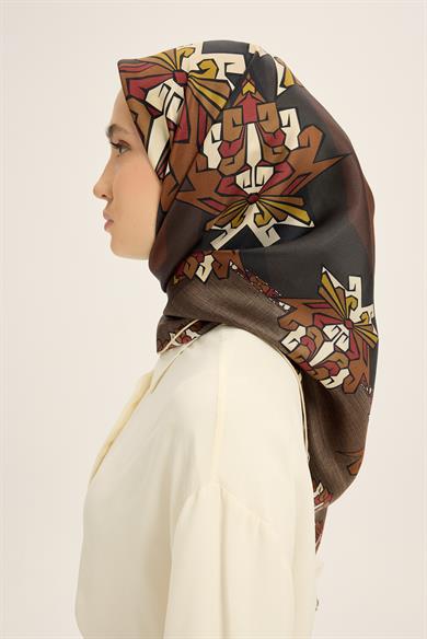 ŞİMAL MULBERRY İPEK EŞARP 90*90 CM - ACI KAHVE