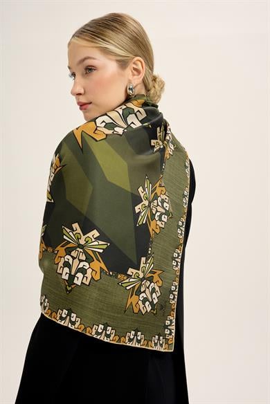 ŞİMAL MULBERRY İPEK EŞARP 90*90 CM - KOYU YEŞİL