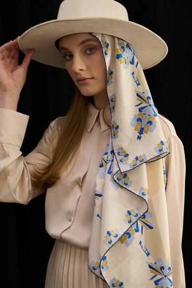 ŞİMAL MULBERRY İPEK EŞARP 90*90 CM - LACİVERT