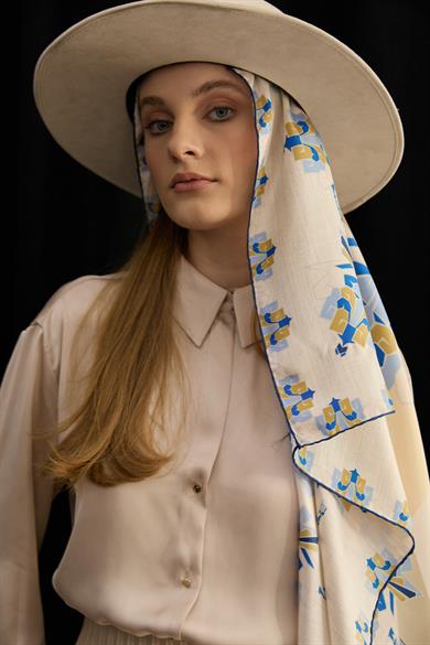 ŞİMAL MULBERRY İPEK EŞARP 90*90 CM - LACİVERT