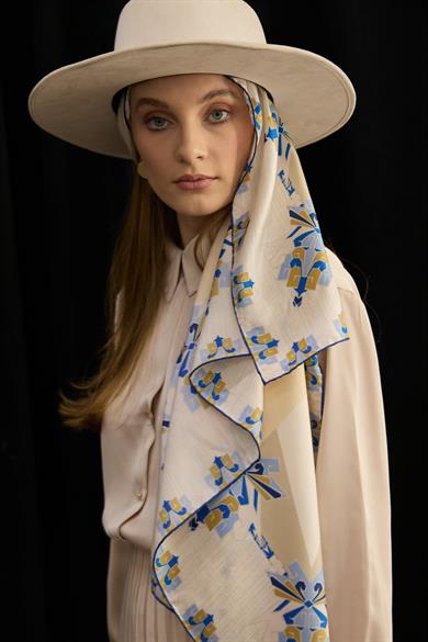 ŞİMAL MULBERRY İPEK EŞARP 90*90 CM - LACİVERT