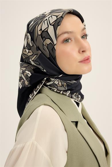 ŞİMAL MULBERRY İPEK EŞARP 90*90 CM - SİYAH