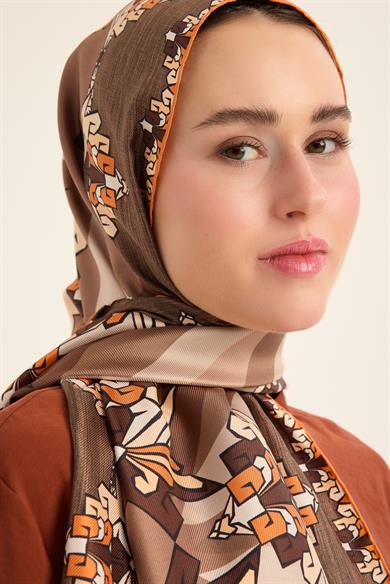 ŞİMAL MULBERRY İPEK ŞAL 70*190 CM - KAHVERENGİ