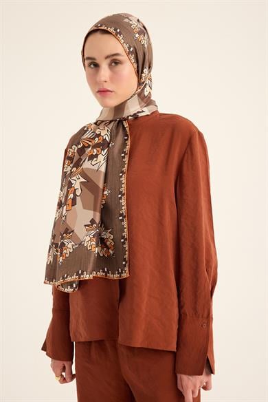 ŞİMAL MULBERRY İPEK ŞAL 70*190 CM - KAHVERENGİ