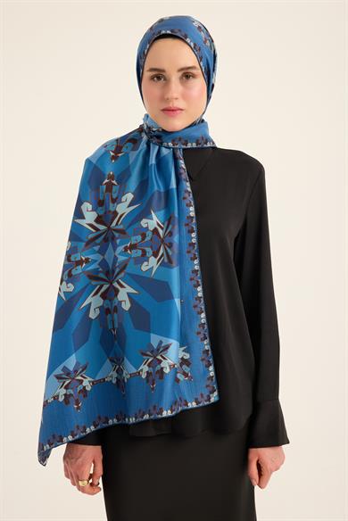 ŞİMAL MULBERRY İPEK ŞAL 70*190 CM - LACİVERT