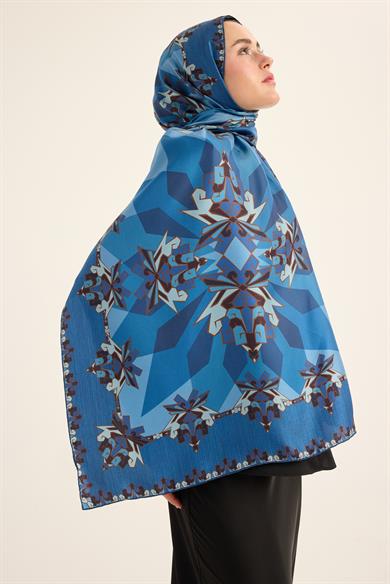 ŞİMAL MULBERRY İPEK ŞAL 70*190 CM - LACİVERT