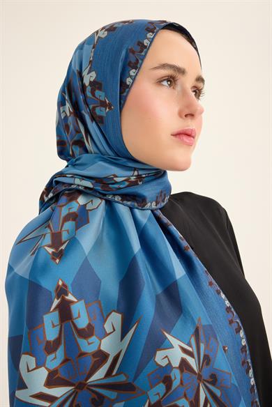 ŞİMAL MULBERRY İPEK ŞAL 70*190 CM - LACİVERT