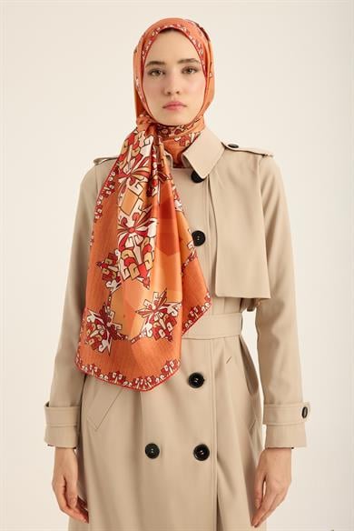 ŞİMAL MULBERRY İPEK ŞAL 70*190 CM - TURUNCU