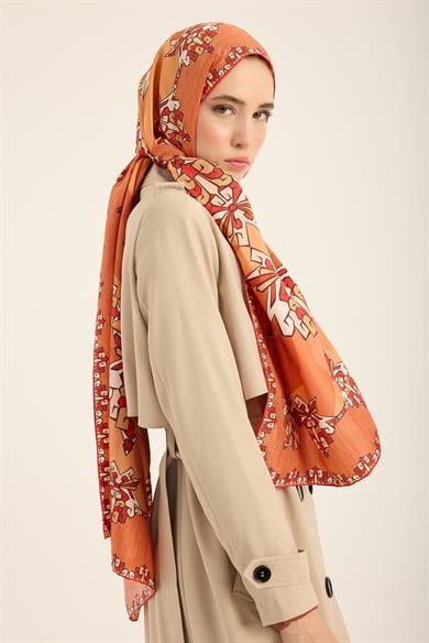 ŞİMAL MULBERRY İPEK ŞAL 70*190 CM - TURUNCU