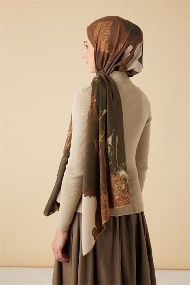SİMAY YÜN MODAL ŞAL 70*200 CM - KAHVERENGİ
