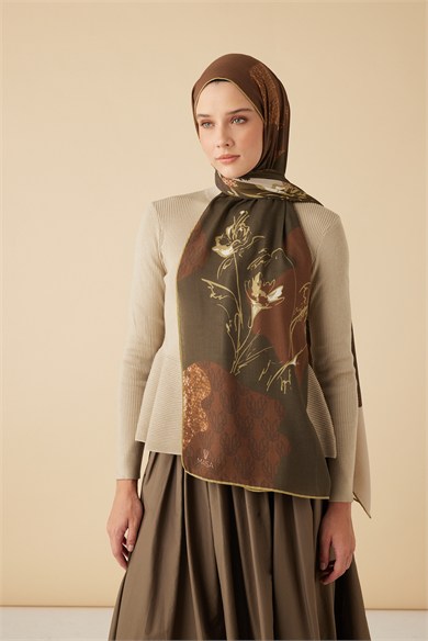 SİMAY YÜN MODAL ŞAL 70*200 CM - KAHVERENGİ