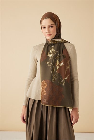 SİMAY YÜN MODAL ŞAL 70*200 CM - KAHVERENGİ
