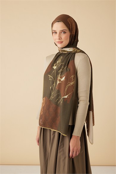 SİMAY YÜN MODAL ŞAL 70*200 CM - KAHVERENGİ