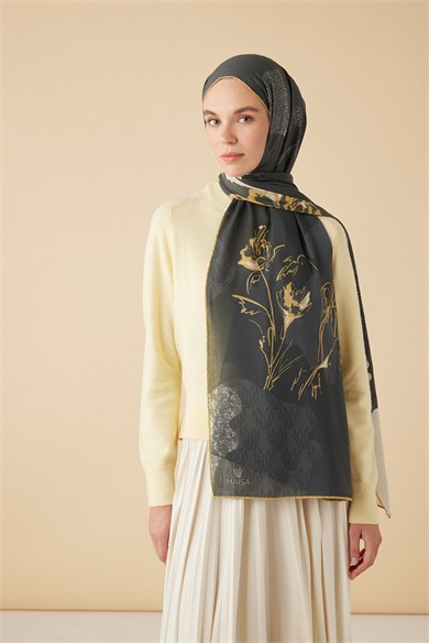 SİMAY YÜN MODAL ŞAL 70*200 CM - SİYAH