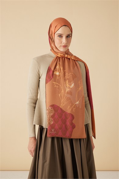 SİMAY YÜN MODAL ŞAL 70*200 CM - TURUNCU