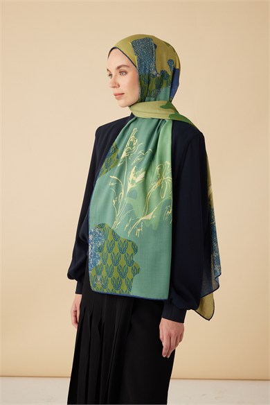 SİMAY YÜN MODAL ŞAL 70*200 CM - YEŞİL