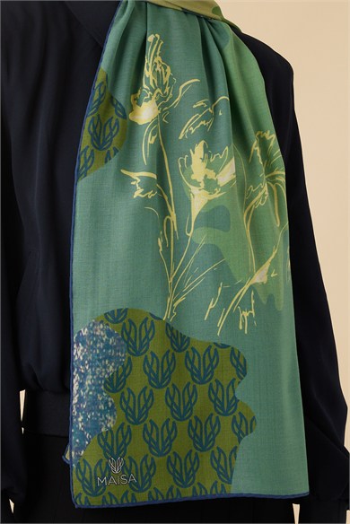 SİMAY YÜN MODAL ŞAL 70*200 CM - YEŞİL