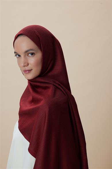SIRMA YÜN İPEK JAKARLI ŞAL 70*200 CM - BORDO