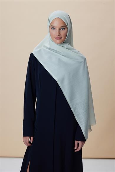 SIRMA YÜN İPEK JAKARLI ŞAL 70*200 CM - BUZ BEYAZI