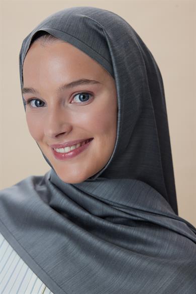 SIRMA YÜN İPEK JAKARLI ŞAL 70*200 CM - FÜME