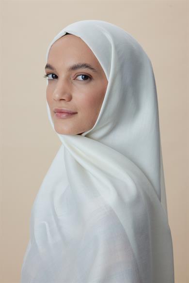 SIRMA YÜN İPEK JAKARLI ŞAL 70*200 CM - KREM