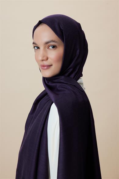 SIRMA YÜN İPEK JAKARLI ŞAL 70*200 CM - MÜRDÜM