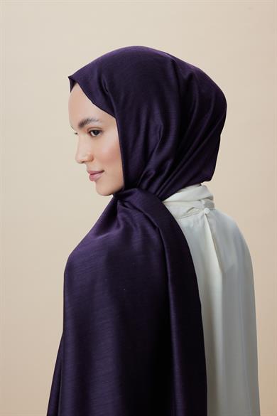 SIRMA YÜN İPEK JAKARLI ŞAL 70*200 CM - MÜRDÜM