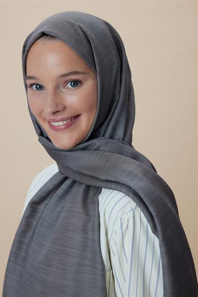 SIRMA YÜN İPEK JAKARLI ŞAL 70*200 CM - VİZON