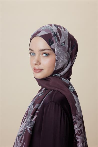 SİTARE PAMUK İPEK ŞAL 70*190 CM - BORDO