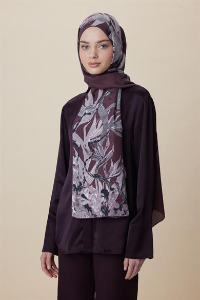 SİTARE PAMUK İPEK ŞAL 70*190 CM - BORDO