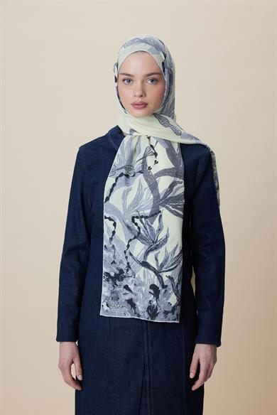 SİTARE PAMUK İPEK ŞAL 70*190 CM - KREM