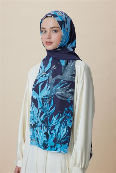SİTARE PAMUK İPEK ŞAL 70*190 CM - LACİVERT
