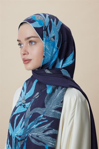 SİTARE PAMUK İPEK ŞAL 70*190 CM - LACİVERT