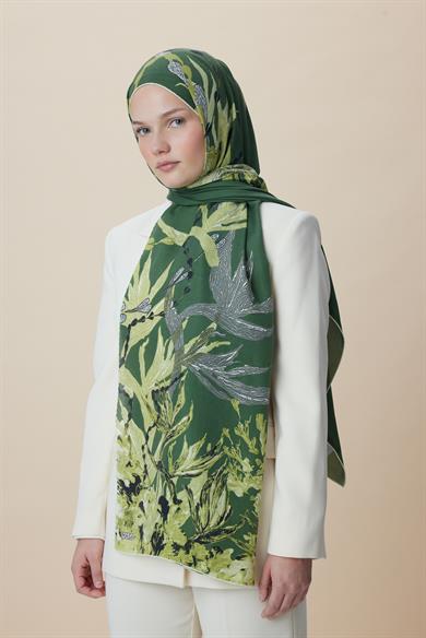 SİTARE PAMUK İPEK ŞAL 70*190 CM - YEŞİL