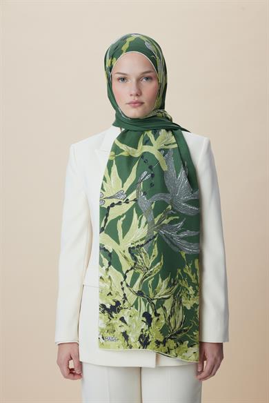 SİTARE PAMUK İPEK ŞAL 70*190 CM - YEŞİL