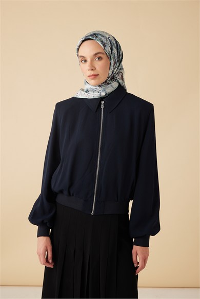 SU MASALI TİVİL İPEK EŞARP 90*90 CM - AÇIK MAVİ
