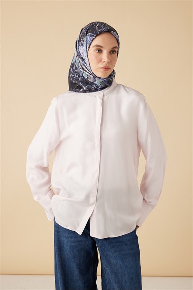 SU MASALI TİVİL İPEK EŞARP 90*90 CM - LACİVERT