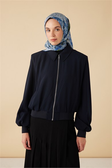 SU MASALI TİVİL İPEK EŞARP 90*90 CM - MAVİ