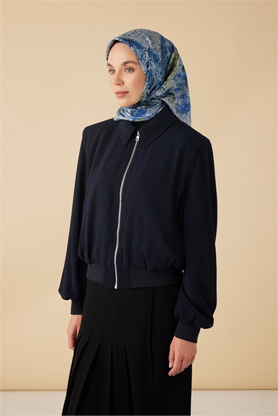 SU MASALI TİVİL İPEK EŞARP 90*90 CM - MAVİ