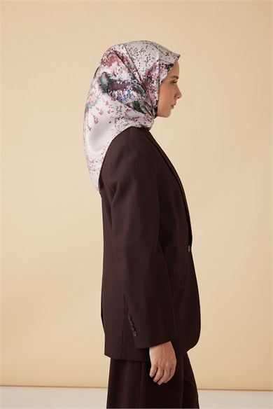 SU MASALI TİVİL İPEK EŞARP 90*90 CM - PEMBE