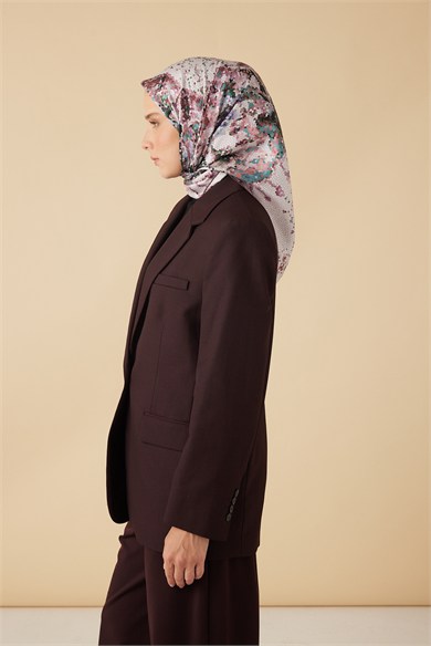 SU MASALI TİVİL İPEK EŞARP 90*90 CM - PEMBE