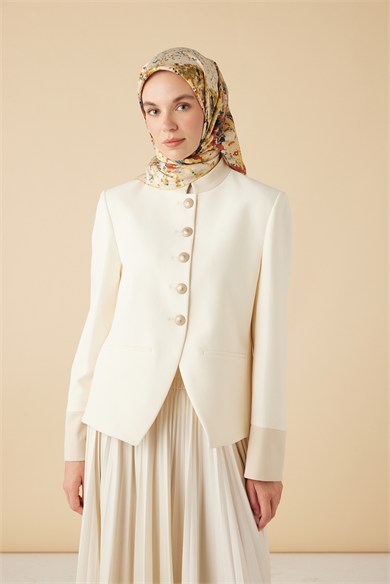 SU MASALI TİVİL İPEK EŞARP 90*90 CM - SARI