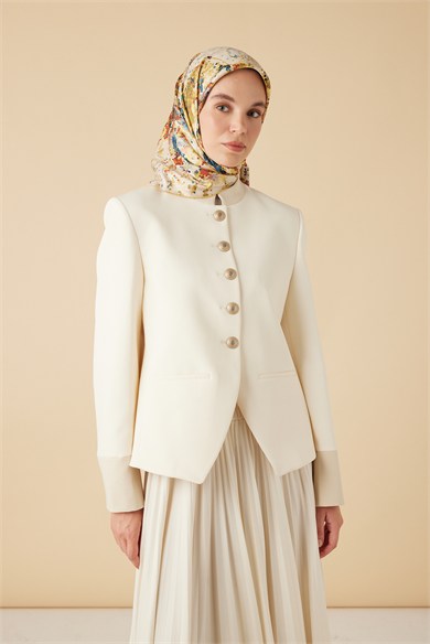 SU MASALI TİVİL İPEK EŞARP 90*90 CM - SARI
