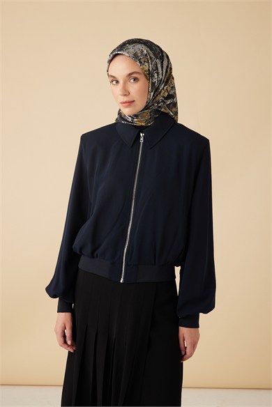 SU MASALI TİVİL İPEK EŞARP 90*90 CM - SİYAH
